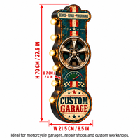 Enseigne LED lumineuse personnalisée pour garage, style vintage, en métal, pour service de réparation automobile, performance, décoration murale