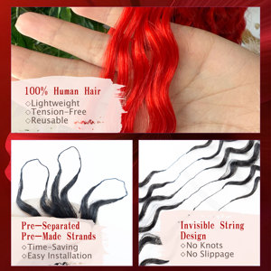 Directo de Fábrica BC Rojo # 20 Extensiones de Cabello Humano Remy 100% Naturales, Extensiones de Cabello Real Suaves y Ligeras, Venta al Por Mayor - Product Image 3
