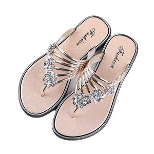 Fashion women's men Flower Flat Sandals Women's Shoes Outwear Rhinestone <b>Flip</b> <b>Flop</b> Slippers Anti-slip ladies beach casual Shoes - Product Image 3