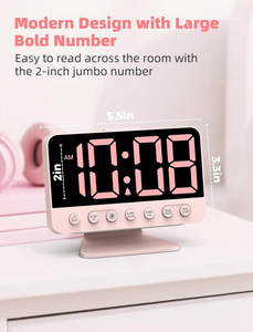 Relojes Despertadores Digitales para Dormitorios: Números Grandes y Nítidos, <span class=keywords><strong>5</strong></span> Niveles de Brillo Ajustables - Fáciles de Leer <span class=keywords><strong>a</strong></span> lo Largo de la Habitación - <span class=keywords><strong>5</strong></span> Sonidos de Alarma - Product Image 2