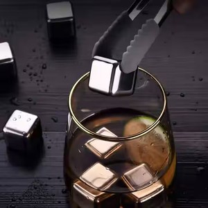 Accessori da Bar quadrati rotondi in argento 304 acciaio inossidabile cubetti di ghiaccio personalizzati 25mm Whiskey agghiacciante pietra per feste - Product Image 2