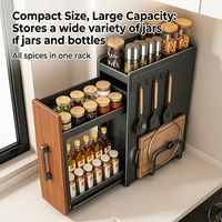 Meuble de rangement de cuisine à double niveau, gain de place, avec porte coulissante en bois pour vaisselle, design moderne et écologique
