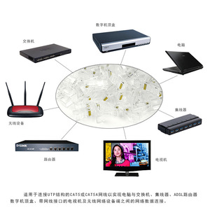 ตัวเชื่อมต่อเครือข่าย Rj45 8p8c ปลั๊กอีเธอร์เน็ต 8 คอร์โลหะผสมทองแดงสำหรับเครือข่ายคอมพิวเตอร์ - Product Image 3