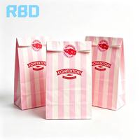 Sacs à emporter en papier kraft rose personnalisés avec logo, écologiques, pour café, gâteaux, desserts, boulangerie, snacks, boîtes cadeaux, sacs cadeaux