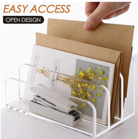 Organizador de Archivos de Acrílico Personalizado, Portátil, de 3-5 Compartimentos, para Suministros de Oficina, Caja de Almacenamiento de Cartas, Exhibidor para Clasificación de Oficina
