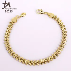B0213 סיטונאי תכשיטי מצופה צמיד זהב נשים 18K בעבודת יד אבץ סגסוגת שרשרת זירקון Xingdaimei תכשיטי 12 חתיכה על 26cm