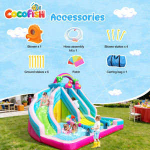 Casa de Brinco Inflable Cocofish Flamingo Rainbow con Toboganes, Pared de Escalada, Piscina y Pistolas de Agua Dobles para Niños - Product Image 4
