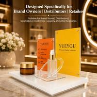 Comptoir de présentation cosmétique haut de gamme avec logo pour boutique de détail, présentoir de comptoir pour produits de beauté et maquillage de luxe