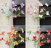 Nouvelle Décoration de Mariage Style Jardin Monet : Fleurs Artificielles Papillon à 6 Têtes pour Vitrine