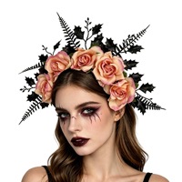Penjualan Terlaris Bando Bunga Mawar Gothic Daun Hitam Pesta Cosplay Halloween