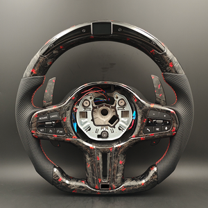 Volante LED in Carbonio Forgiato Rosso Personalizzato per <span class=keywords><strong>BMW</strong></span> <span class=keywords><strong>G11</strong></span> G20 G21 G22 G30 M2 G87 M3 G80 G81 M4 G42 G82 M5 F90 G05 G06 X3M F97 - Product Image 1