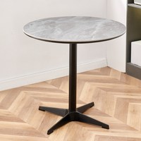 Mobilier de salle à manger nordique en bois moderne et ensemble de chaises table à manger en MDF avec base en acier inoxydable