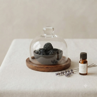 Diffuseur Minimaliste Wabi-Sabi en Pierre de Lave avec Dôme en Verre – Parfum d'Ambiance et Décoration Bien-être pour Bureau