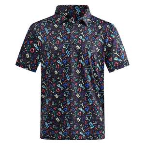 OEM Diseño de alta calidad Patrón de gran tamaño Imprimir 92% Poliéster 8% Spandex Hombres Activewear Golf Polo Shirt Logotipo personalizado - Product Image 2