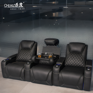 Wholesale Home Theater <strong>Recliner</strong> Sofa Genuine <strong>Leather</strong> Cinema <strong>Chairs</strong> <strong>UK</strong> Movie Hall Power Headrest Electric Seating Led Cup Holder - Product Image 2