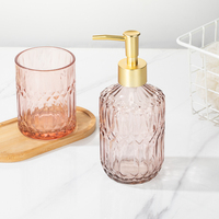 Distributeur de shampoing et lotion pour la maison, gobelet en verre pour dentifrice 300 ml, flacon rond en verre pour savon liquide 400 ml avec pompe, coffret personnalisé