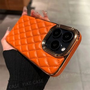 Étui de téléphone en cuir de luxe en treillis de diamant pour IPhone 16 15 11 12 13 14 Pro Max Plus, pour étui en cuir pour Smartphone Iphone15 - Product Image 3