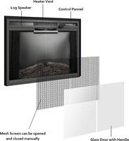 Cheminée électrique Luxstar de 33 pouces avec porte en verre, écran en maille, sons de crépitement de feu, décorative pour un usage domestique