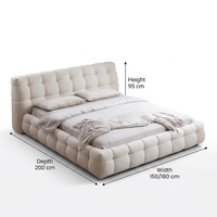 Lit double rembourré en tissu au design moderne, lit de haute qualité, cadre de lit king et queen size, meubles de chambre à coucher élégants