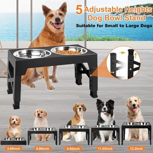 Comederos Elevados para Perros, Comedero Lento con 5 Alturas Ajustables, Ecológico, de Acero Inoxidable y Plástico ABS, para Uso en Interiores, para Perros y Gatos - Product Image 2