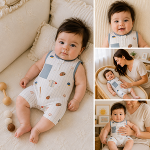 Combinaison bébé YKK à fermeture éclair bidirectionnelle avec poignets mitaines repliables en coton spandex doux – Prix abordable - Product Image 2