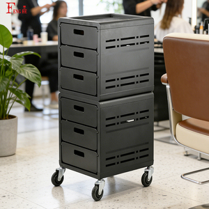 Troli Salon Plastik Hitam dengan Roda PU 3 inci untuk Salon Kecantikan - Product Image 3