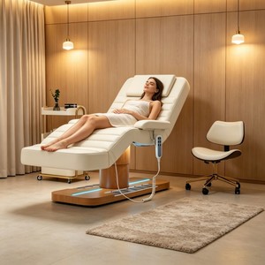Super Luxury 3 Motors White Physiotherapy SPA Salon Furniture Electric Massage Facial Beauty Bed PU Leather Living Room Table - Product Image 1