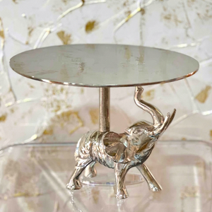 Support à gâteau en métal argenté avec base éléphant, design animal unique, résistant à la chaleur, écologique, fait main, compatible four, outil pour gâteau de mariage - Product Image 1