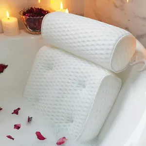 4D malha spa banheira travesseiro com 7 Ventosas Extra Grande-Não Escorregar, almofadas de banho laváveis e secagem rápida
