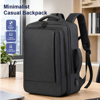 Tas Ransel Laptop Oxford Cangkang Keras Tahan Air dengan Port Pengisian Daya USB, Dapat Diperluas, Kapasitas Besar, Unisex, untuk Bisnis dan Perjalanan