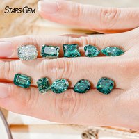 Pierre de Moissanite Starsgem, forme fantaisie, couleur verte, pierre non montée