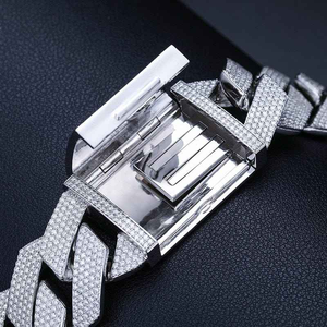 Cadena Cubana de Diamantes Moissanite de 27 mm, Collar con Engaste de Garras Completamente Engastado, Joyería Unisex de Lujo - Product Image 3