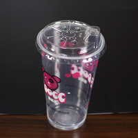 Gobelet en plastique PET transparent jetable à fond rond en U avec logo personnalisé, 12, 14, 16 oz, avec couvercle à bec pour café glacé et matcha à emporter