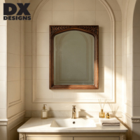 Miroir mural en bois sculpté à la main DX Designs, style gothique, arche florale, miroir décoratif encadré vintage pour salle de bain, salon