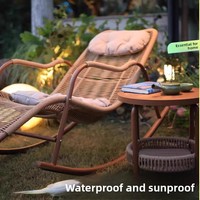 Fauteuil à bascule relaxant en métal, inclinable, pour adulte, style transitionnel, pour extérieur, cour, terrasse, balcon, en tissu, pour la sieste et les loisirs