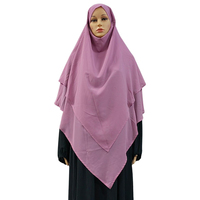 Grande taille, hijabs instantanés islamiques, mousseline de soie à deux couches, couleur unie, mode Khimar Eid Ramadan, femmes musulmanes, Niqab, hijab, écharpe de prière