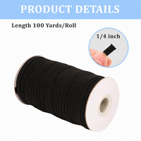Bande élastique plate en caoutchouc latex tricoté de 6 mm, 100 yards, avec revêtement, pour la couture de textiles de maison, sacs, chaussures et vêtements de protection