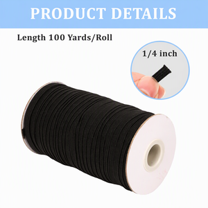 Bande élastique plate en caoutchouc latex tricoté de 6 mm, 100 yards, avec revêtement, <span class=keywords><strong>pour</strong></span> la couture de textiles de maison, sacs, chaussures et vêtements de protection - Product Image 2