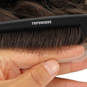 Toupet da <span class=keywords><strong>Uomo</strong></span> in Capelli Umani con Base in Pizzo Svizzero, Francese o Tedesco, di Alta Qualità, Completo, in Capelli Veri Indiani Remy, Sistema di Sostituzione Capillare Maschile - Product Image 2