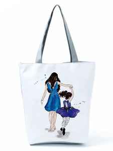 Bolso de mano con estampado de dibujos animados de <span class=keywords><strong>Super</strong></span> Mama, bolsos de hombro reutilizables para mamá y bebé, bolsos informales para mujer, bolsa de compras portátil, bolsa de viaje para la playa - Product Image 4