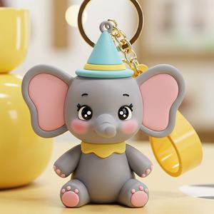 Porte-clés en caoutchouc personnalisable avec logo, motif lapin ou ours mignon, breloque animale, pendentif de voiture, vente en gros - Product Image 2