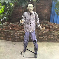 Chaîne de fer Zombie électrique fantôme horreur tête rougeoyante squelette animatronique animé Halloween peur décor accessoires lumière jaune