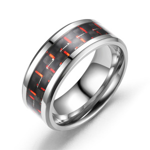 Elegante anello di tungsteno in titanio per uomo donna moda in fibra di carbonio in acciaio inox motivo a croce con pietre per la festa di nozze - Product Image 3