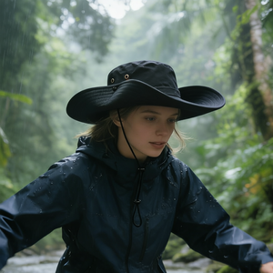 Cappello da pescatore unisex a tesa larga per protezione solare, blu navy, traspirante, leggero, con protezione UV - Product Image 2