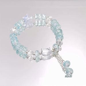 Pulsera de cuentas de cristal craquelado con diseño de gato, estilo palomitas de maíz de fantasía, joyería de cuentas de la amistad para mujer, pulseras de cristal y brazaletes para niñas - Product Image 6