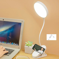 Lampe de bureau USB Rechargeable Lampe de table avec clip Lit Lecture Livre Veilleuse LED Lampes de bureau 3 Modes Gradation Protection des yeux DC5V