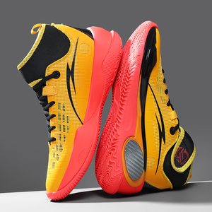 Chaussures de basketball montantes jaunes pour hommes, baskets athlétiques professionnelles avec sangle de maintien de la cheville, respirantes, pour l'entraînement sur terrain - Product Image 4