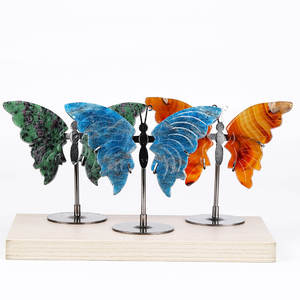 عالية الجودة الطبيعية الجمشت الكريستال العقيق المنحوت فراشة كريستال أجنحة فراشة مختلفة أجنحة الشفاء ديكور المنزل - Product Image 5