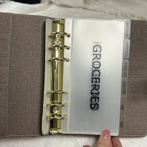 Nueva Funda de Planificador de Viaje Pequeño de Cuero PU Premium Duradero con Anillo Dorado Personalizado, Carpeta Minimalista para Presupuesto A6 con Bolsillo con Cremallera - Product Image 3