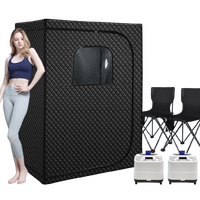 Kit de Sauna Versátil para 2 Personas, Diseño de Tienda Plegable con Calefacción Eléctrica a Vapor y Ventanas Transversales para Uso Interior/Exterior